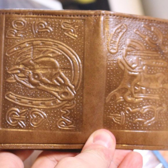 Vintage Hand Tooled Leather Brown Wallet Western Mexico - Picture 4 of 7